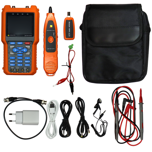 Tester for video surveillance networks with cable tracer and multimeter