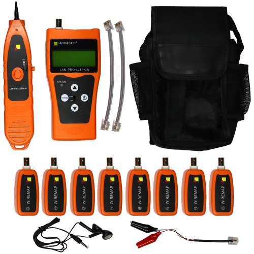 Cable tester with length measurement and cable tracer, 8 remote identifiers