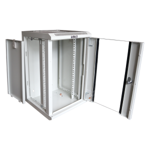 10” Wall enclosure with glass door, 312x300, gray, 236 mm equipment mounting dimension