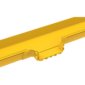 Horizontal cut-in tee for fiber tray, mounting without couplers, yellow