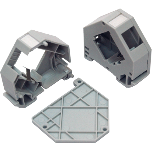 DIN-rail outlet box for installing Keystone module, gray