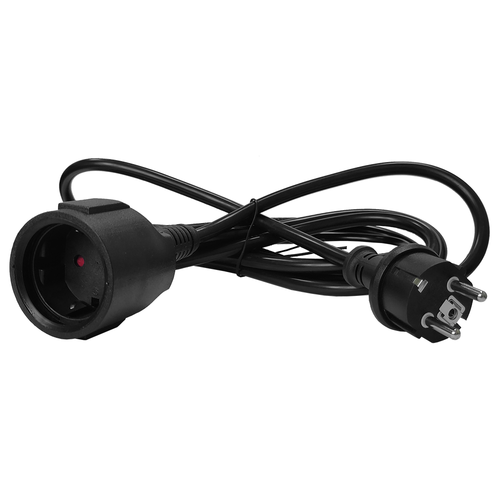 Extension cord, Schuko straight plug – Schuko socket, 3х1.5, 220V, 16A,  black