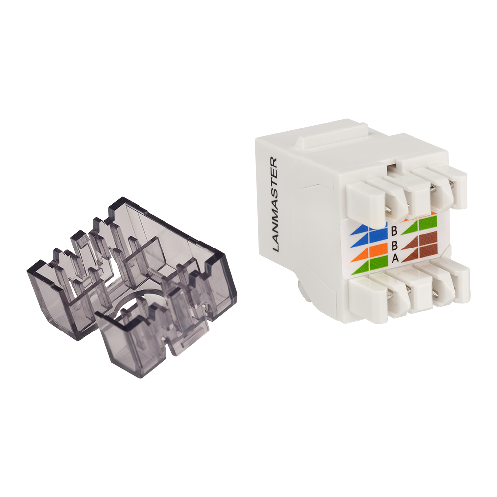 Keystone module, RJ45, category 5E, UTP, 180 degrees, with built-in shutter