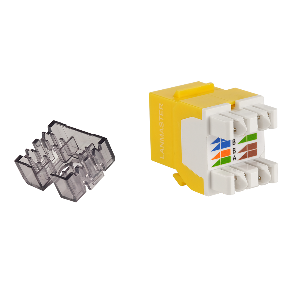 Keystone module, RJ45, category 5E, UTP, 180 degrees, with built-in shutter