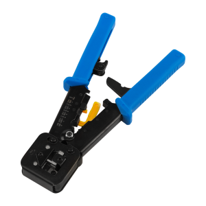 Crimping tool for EZ, 4P, 6P, 8P plugs with a ratchet mechanism