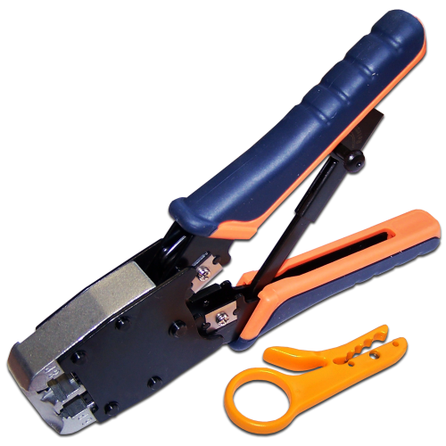 Crimping tool for 6P, 8P plugs with a ratchet mechanism