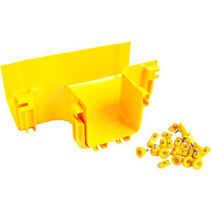 Horizontal tee for Fiber tray, mounting without couplers, yellow