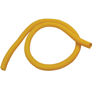 Corrugated pipe for cable descent, with a cut, yellow
