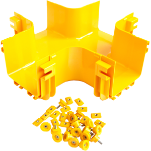 Fiber tray 4-way cross, mounting without couplers, yellow