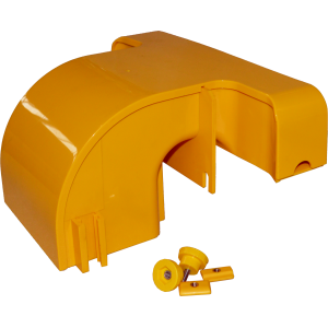 Spill-over fitting with cover for 120 mm tray, yellow