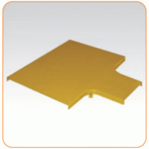 Cover for horizontal tee for 240 mm channel tray and 120 mm branch tray joint, yellow