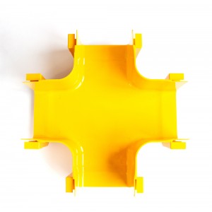 Fiber tray 4-way cross, mounting without couplers, yellow