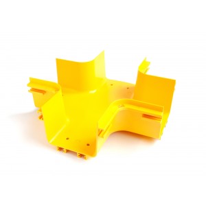 Fiber tray 4-way cross, yellow