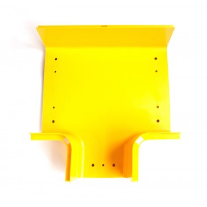 Horizontal tee for 240 mm channel tray and 120 mm branch tray joint, yellow