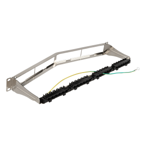 Патч-панель модульная 19", угловая, экранированная, на 4 вставки, 1U, с задним органайзером