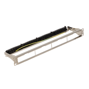 Патч-панель модульная 19", экранированная, на 4 вставки, 1U, с задним органайзером с фиксаторами кабеля