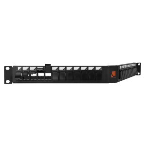 19" modular angled patch panel with shutters, unshielded, 24 port, 1U