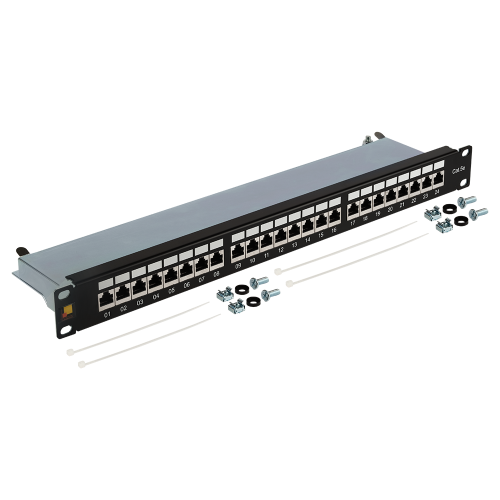 LANMASTER patch panel, 24 port, STP, cat. 5E, 1U