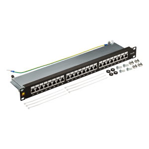 LANMASTER patch panel, 24 port, STP, cat. 6A, 1U