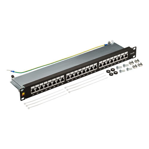 LANMASTER patch panel, 24 port, STP, cat. 6A, 1U