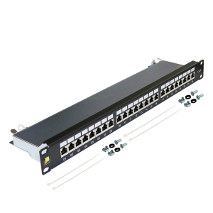 LANMASTER patch panel, 24 port, STP, cat. 6, 1U