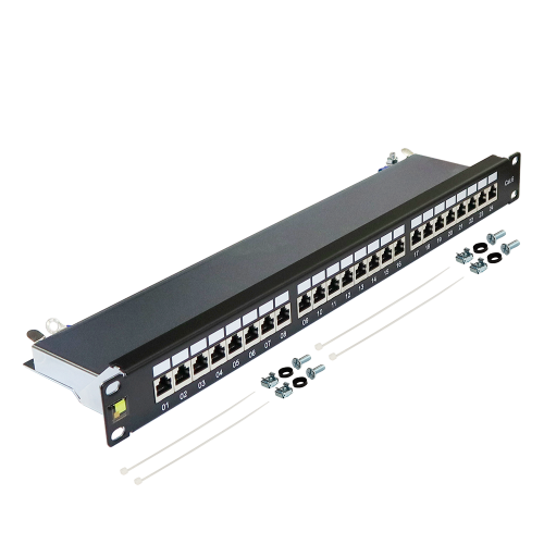 LANMASTER patch panel, 24 port, STP, cat. 6, 1U