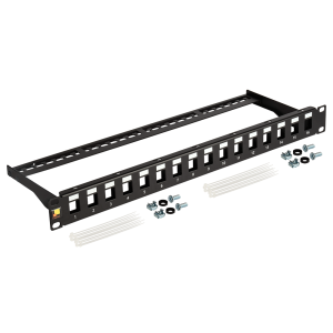 Патч-панель наборная 19", неэкранированная, 16 портов, 1U, с задним органайзером