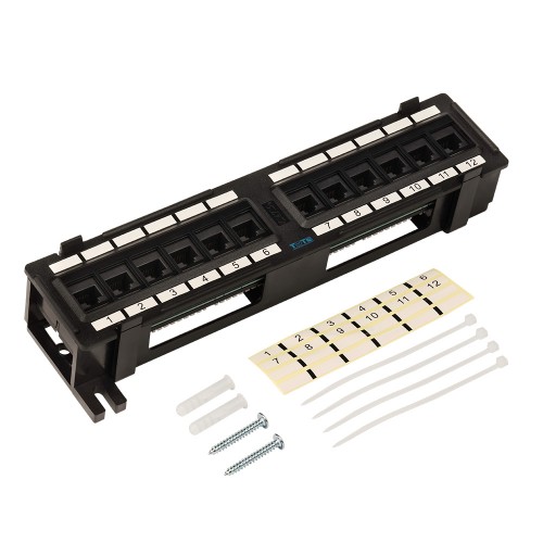 TWT wall mount horizontal patch panel, 12 port, UTP, 5E