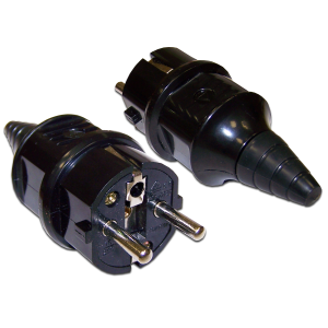 CEE 7/7 Schuko Plug, 16A, 250V, straight, dismountable, black