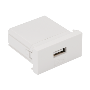 USB charger, one USB-A socket, 2.1A/5V, 22.5x45, white