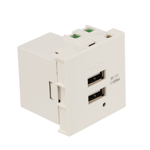 Модуль USB-зарядки, 2 порта USB-A, 4.2A/5V, 45x45, белый