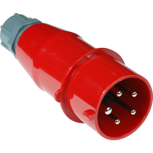 Three-phase IEC 309 plug, male, 32A, 380V, dismountable, red