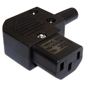 IEC 60320 C13 connector (socket), 10A, 250V, angled, dismountable, black