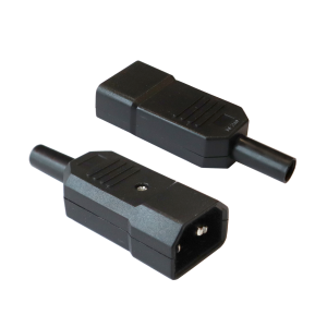 IEC 60320 C14 inlet, 10A, 250V, dismountable, black