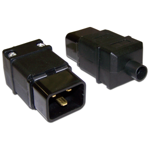 IEC 60320 C20 inlet, 16A, 250V, dismountable, black