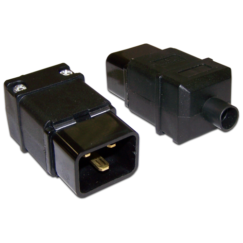 IEC 60320 C20 inlet, 16A, 250V, dismountable, black