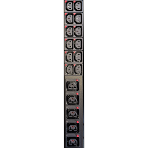 Блок розеток LANMASTER 0U, 1 фаза, 32A, 7.7 KVA, мониторинг по группам, 12xC39 с фиксацией + 36xC13 с фиксацией, шнур 3.0 м, разъем IEC309, черный
