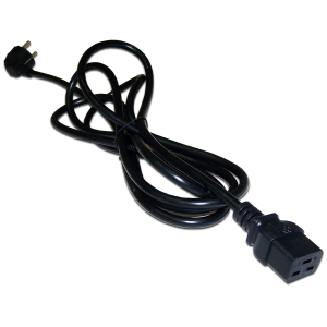 Power cord, C19-Schuko, angled, 3х1.5, 220V, 16A, black
