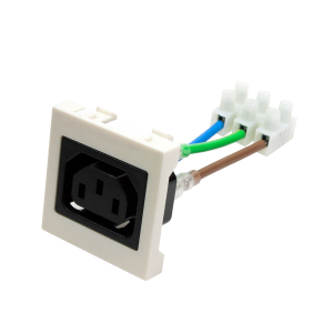 IEC 60320 C13 socket, 10A, 250V, Mosaic typesize, 45x45 mm