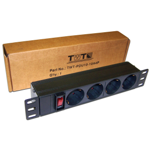 10" power distribution unit, 4 sockets, 10A, 250V, without power cord