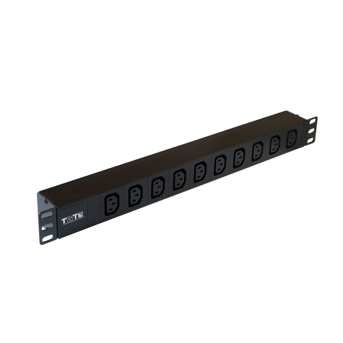 Блок розеток 19", 1-фазный без выключателя, 16A / 250V, 10xC13, без шнура питания, разъем C20