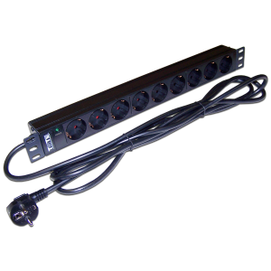 19" rack PDU, 1 phase with switch, 16A / 250V, 8xSchuko, 3.0 m power cord, Schuko plug