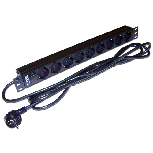 19" rack PDU, 1 phase with switch, 16A / 250V, 8xSchuko, 3.0 m power cord, Schuko plug