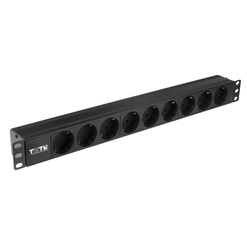 Блок розеток 19", 1-фазный без выключателя, 16A / 250V, 9xSchuko, без шнура питания, разъем C20