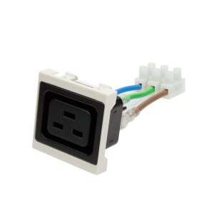 IEC 60320 C19 socket, 16A, 250V, Mosaic typesize, 45x45 mm