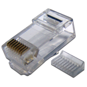 RJ45 UTP 8P8C plug, universal, with load bar, cat. 5e, 100 pcs
