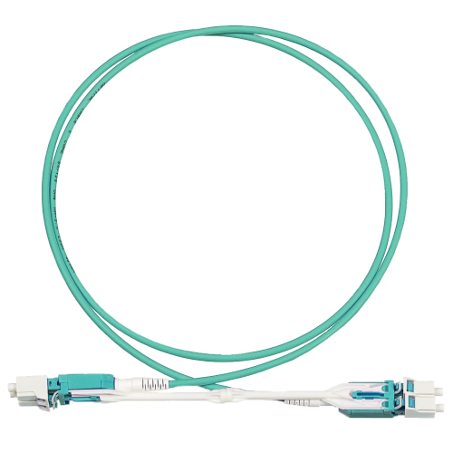 Duplex optical patch cord for high density panels, LC-LC, Uniboot Pull-tab, LSZH